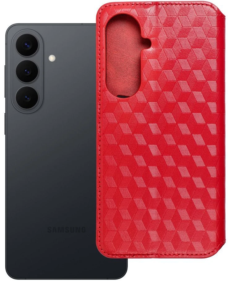 Oem Dėklas su klapką na Samsung S26 PLUS Cubic Book raudona