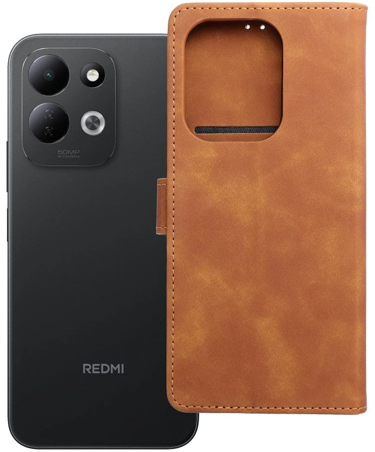 Oem Dėklas su klapčia Xiaomi Redmi 17 4G / 17 5G EU Tender Book rudas