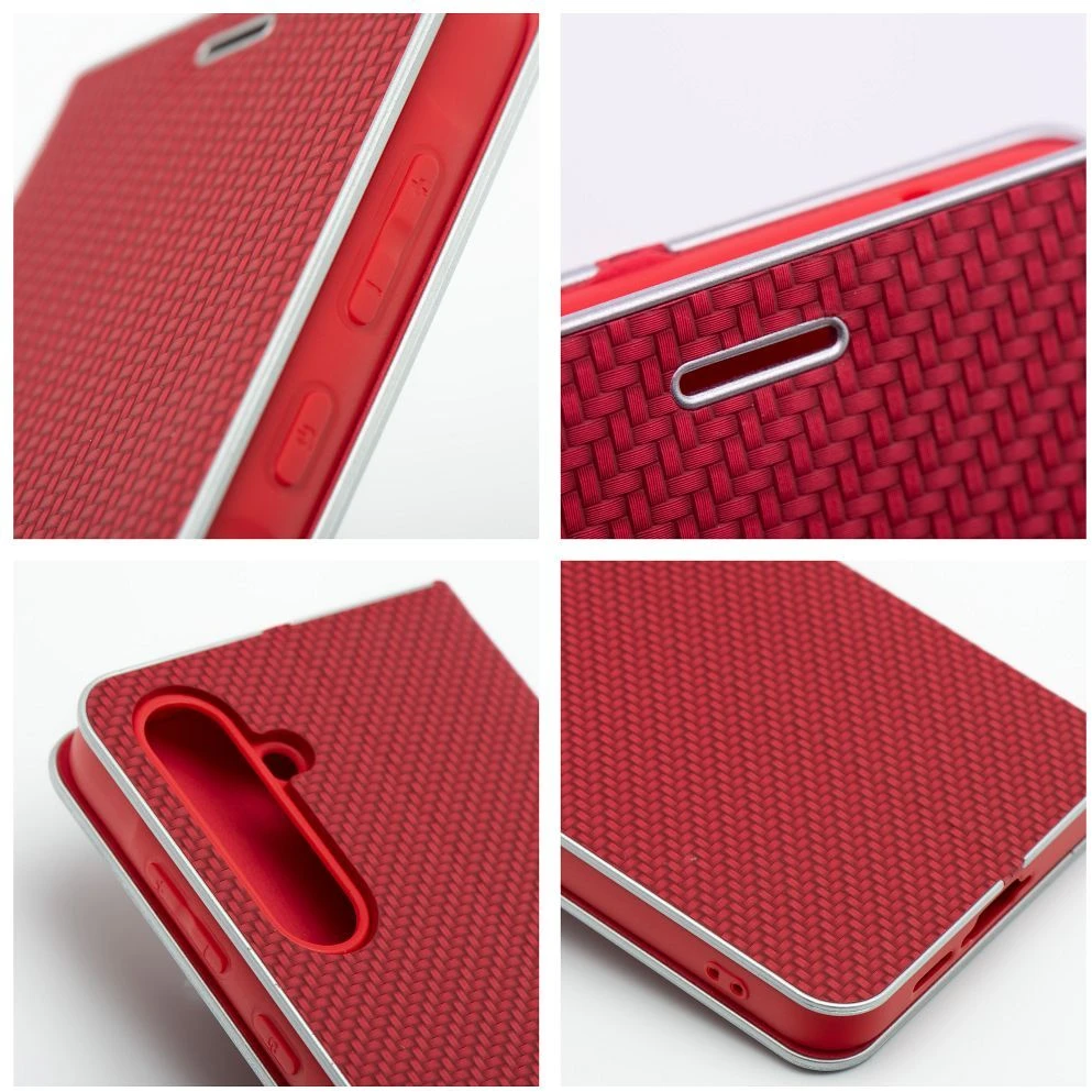 Oem Dėklas su klapką na Xiaomi Redmi 17 4G / 17 5G EU Luna Book Carbon raudona