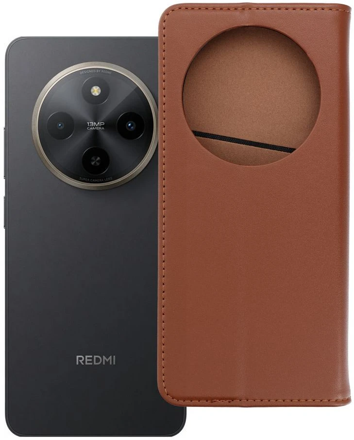 Oem Dėklas su klapčiu Xiaomi Redmi 17C Smart Pro Book odinis rudas