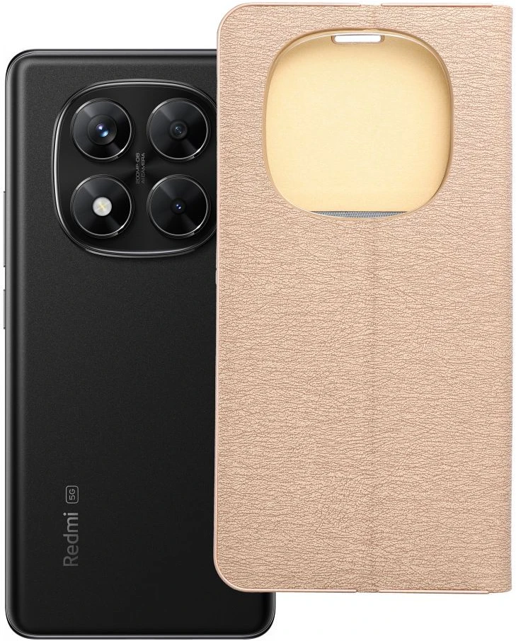 Dėklas Oem LUNA Book Gold skirtas Xiaomi Redmi Note 14 PRO 5G / 14 PRO PLUS 5G aukso spalvos