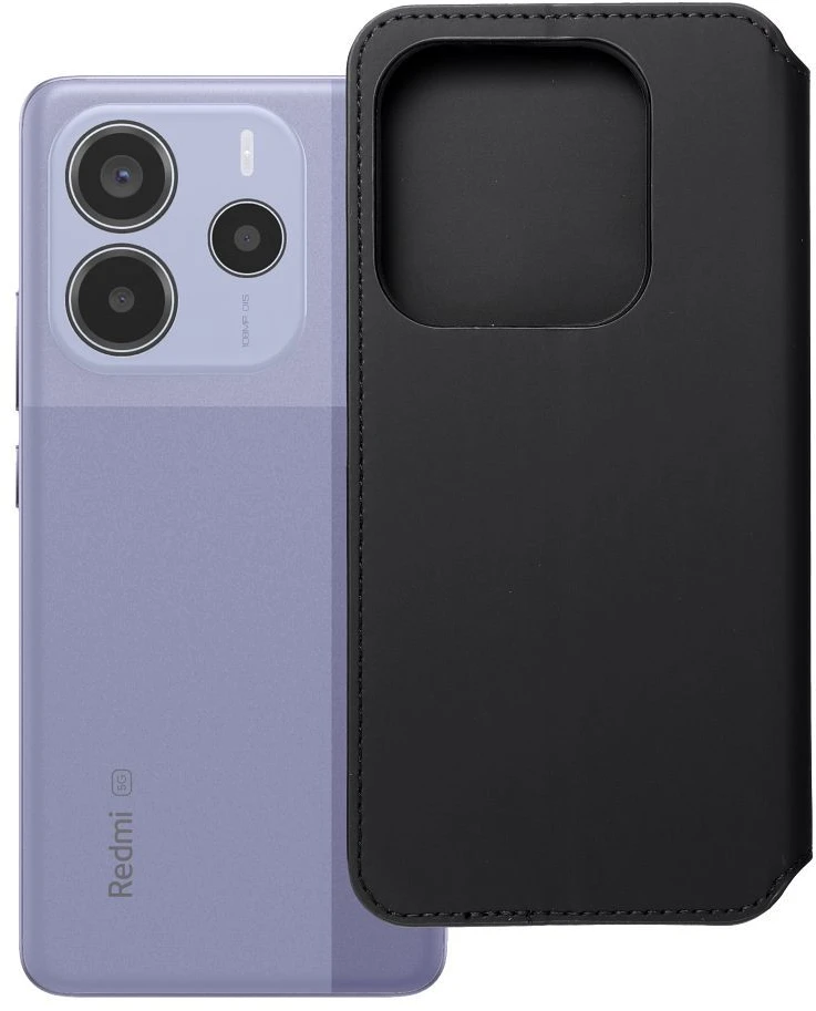Oem DUAL POCKET Book dėklas skirtas Xiaomi Redmi Note 14 5G juodos spalvos