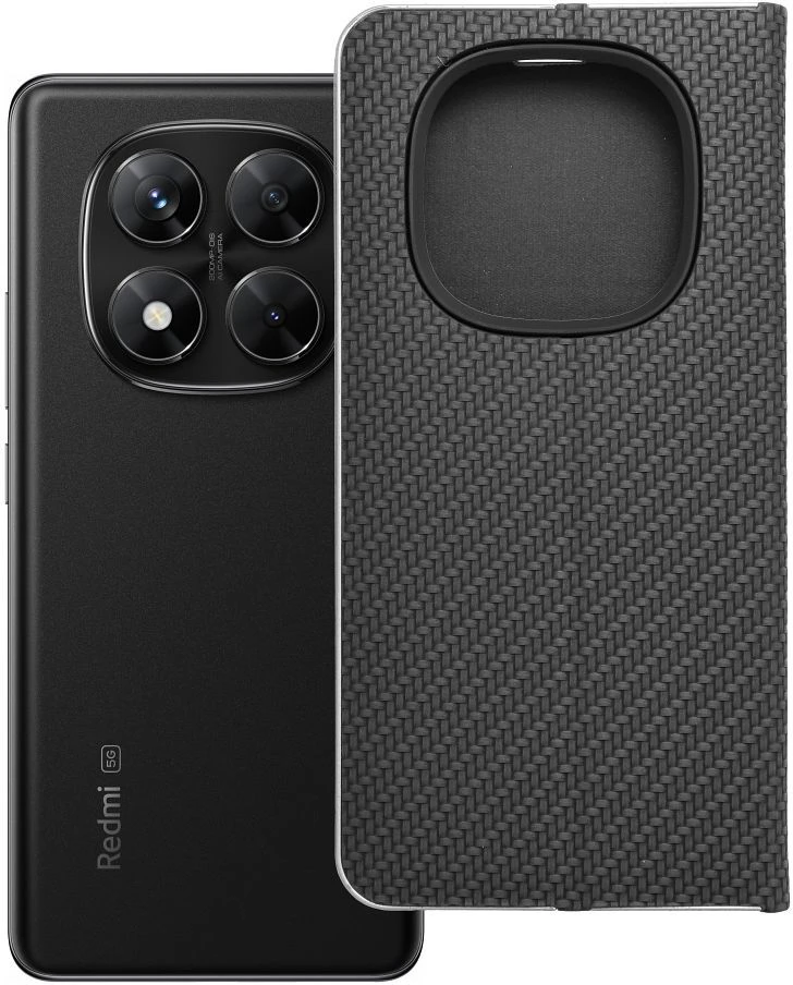 Dėklas Oem LUNA Book Carbon skirtas Xiaomi Redmi Note 14 PRO 5G / 14 PRO PLUS 5G juodos spalvos