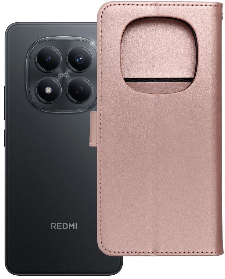Oem MEZZO Book dėklas skirtas Xiaomi Redmi Note 14 PRO 4G dreamcatcher rožinio aukso spalvos