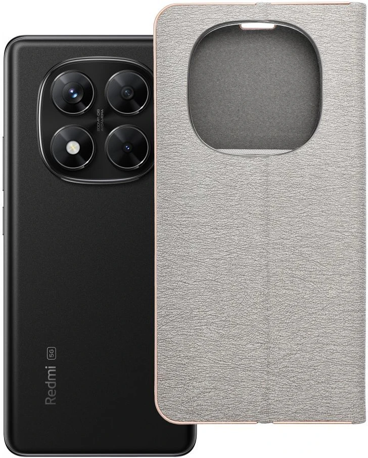 Dėklas Oem LUNA Book Gold skirtas Xiaomi Redmi Note 14 PRO 5G / 14 PRO PLUS 5G sidabro spalvos