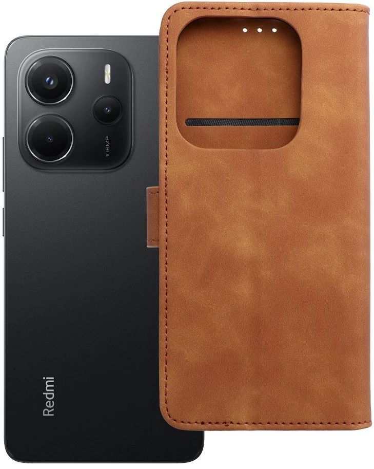 Oem TENDER Book Dėklas skirtas Xiaomi Redmi Note 14 5G rudos spalvos