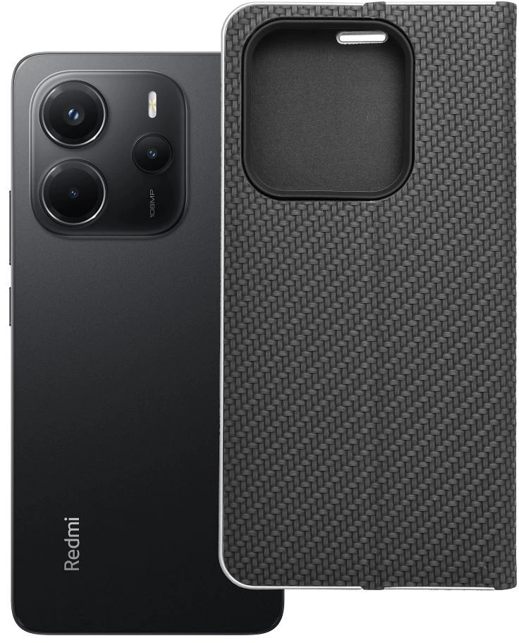 Dėklas Forcell Oem LUNA Book Carbon skirtas Xiaomi Redmi Note 14 5G juodos spalvos