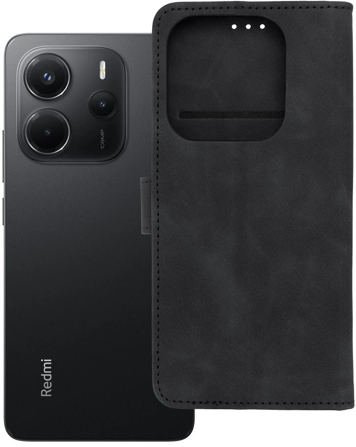 Oem TENDER Book dėklas skirtas Xiaomi Redmi Note 14 5G juodos spalvos