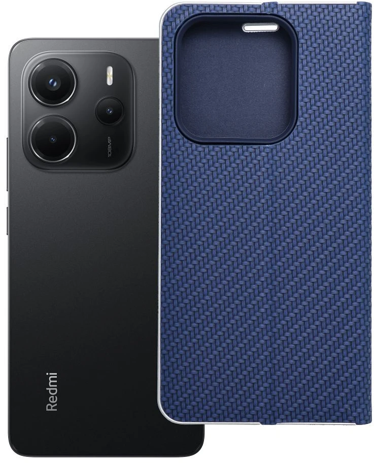Dėklas Oem LUNA Book Carbon skirtas Xiaomi Redmi Note 14 5G mėlynos spalvos