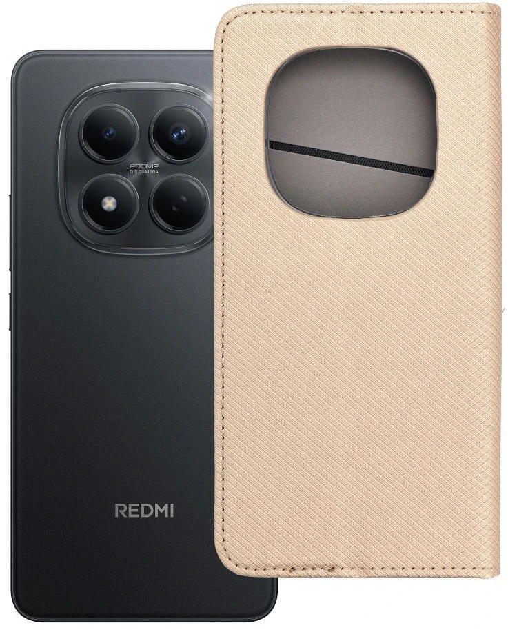 Oem Dėklas su klapką na Xiaomi Redmi NOTE 15 PRO 5G Smart Case Book auksinė