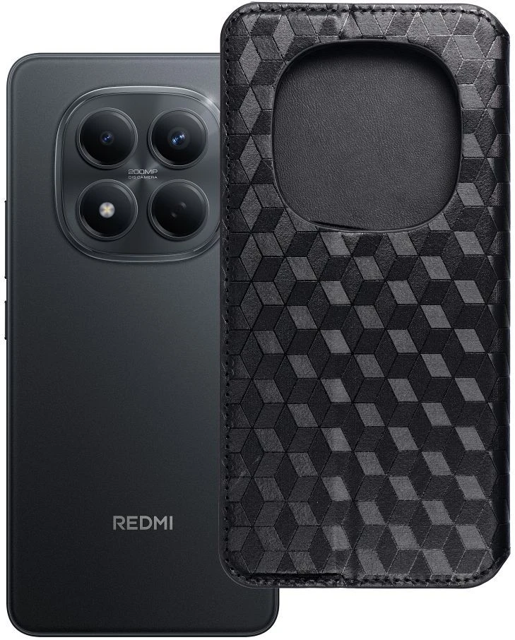Oem Dėklas su klapką na Xiaomi Redmi NOTE 15 PRO 5G Cubic Book juoda