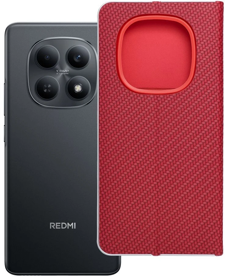 Oem Dėklas su klapką na Xiaomi Redmi NOTE 15 5G Luna Book Carbon raudona