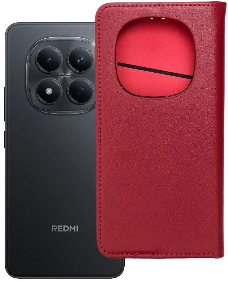 Oem Atverčiamas dėklas, skirtas Xiaomi Redmi NOTE 15 5G Smart Pro Book, odinis, bordo spalvos.