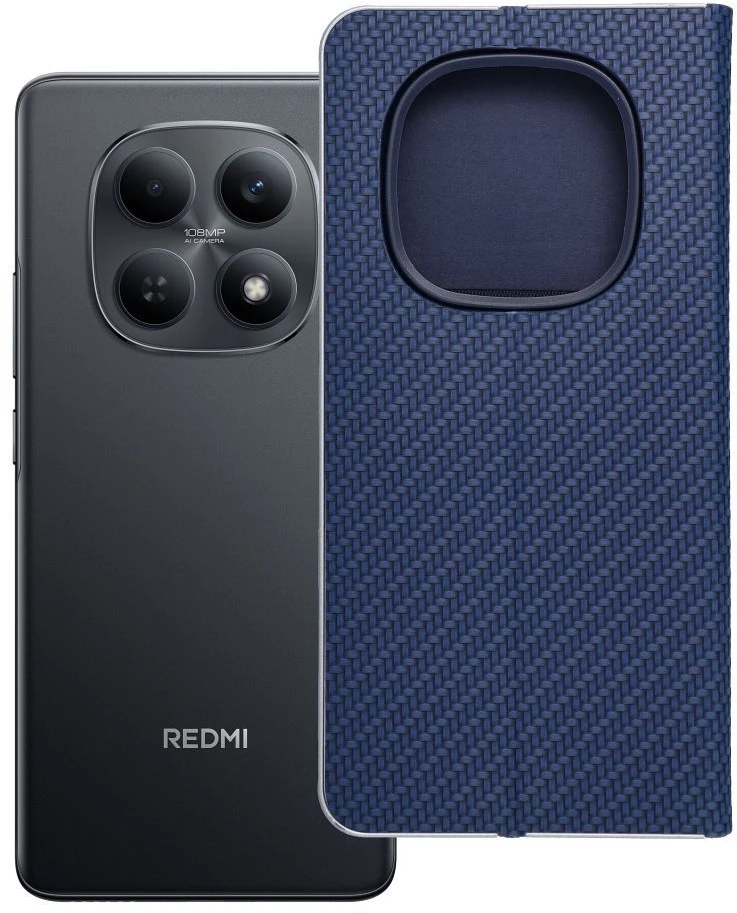 Oem Dėklas su klapką na Xiaomi Redmi NOTE 15 5G Luna Book Carbon mėlyna
