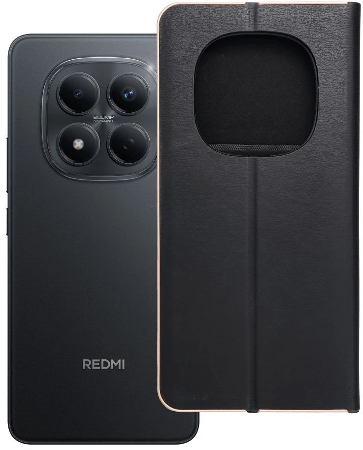 Oem Dėklas su klapką na Xiaomi Redmi NOTE 15 PRO 5G Luna Book Gold juoda