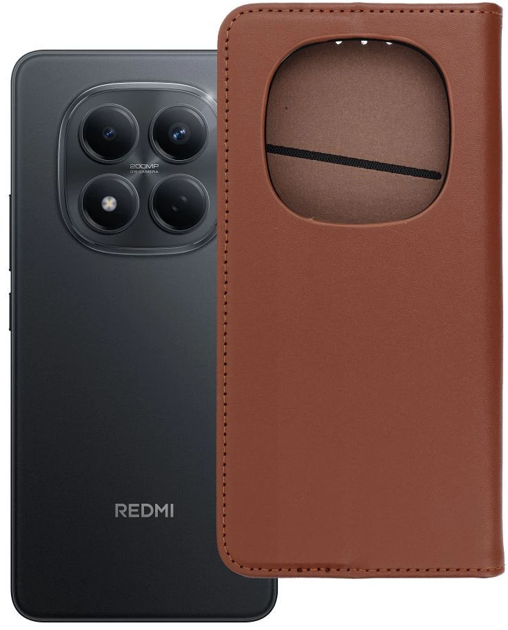Dėklas Oem „Xiaomi Redmi NOTE 15 PRO 5G Smart Pro Book“ odinis atvartas, rūdos spalvos