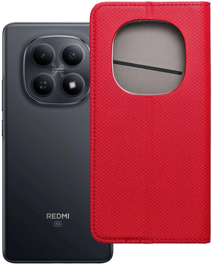 Oem Dėklas su klapką na Xiaomi Redmi NOTE 15 PRO PLUS 5G Smart Case Book raudona
