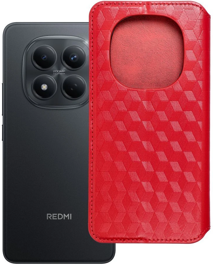 Oem Dėklas su klapką na Xiaomi Redmi NOTE 15 5G Cubic Book raudona