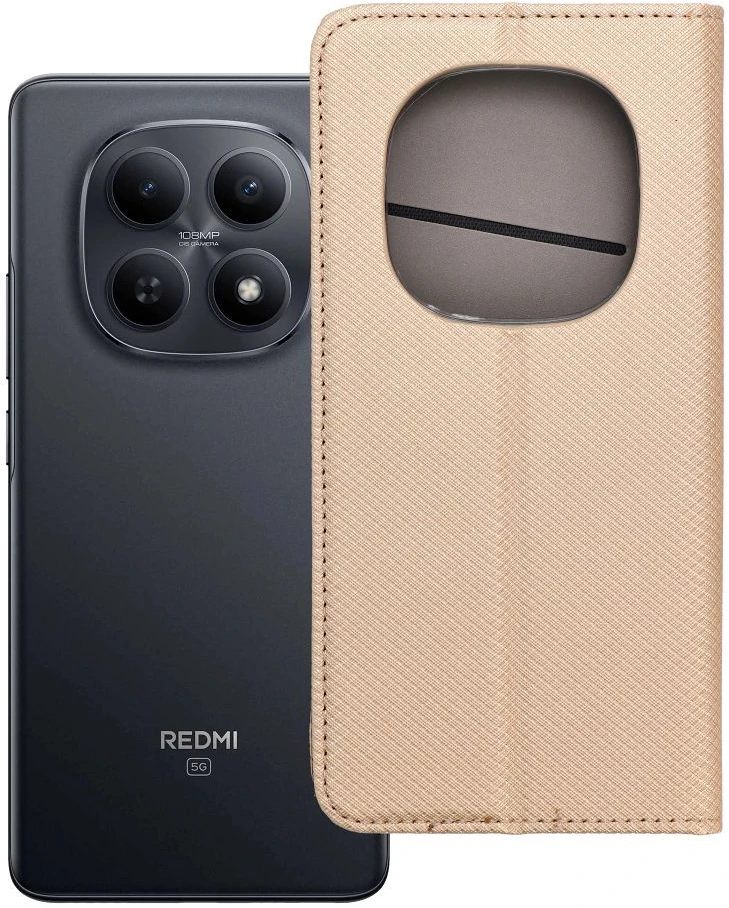 Oem Dėklas su klapką na Xiaomi Redmi NOTE 15 PRO PLUS 5G Smart Case Book auksinė