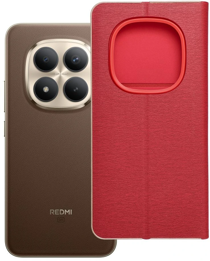 Oem Dėklas su klapką na Xiaomi Redmi NOTE 15 PRO PLUS 5G Luna Book Gold raudona