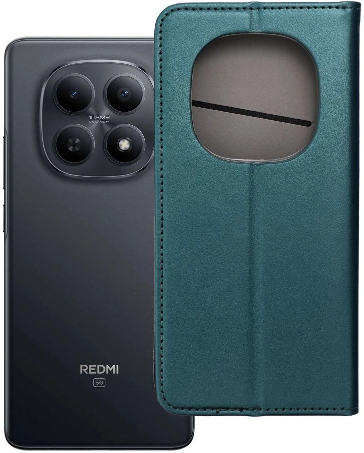Oem Dėklas su atvartu Xiaomi Redmi NOTE 15 PRO PLUS 5G Smart Magneto tamsiai žalia