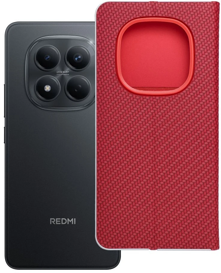 Oem Dėklas su klapką na Xiaomi Redmi NOTE 15 PRO 5G Luna Book Carbon raudona