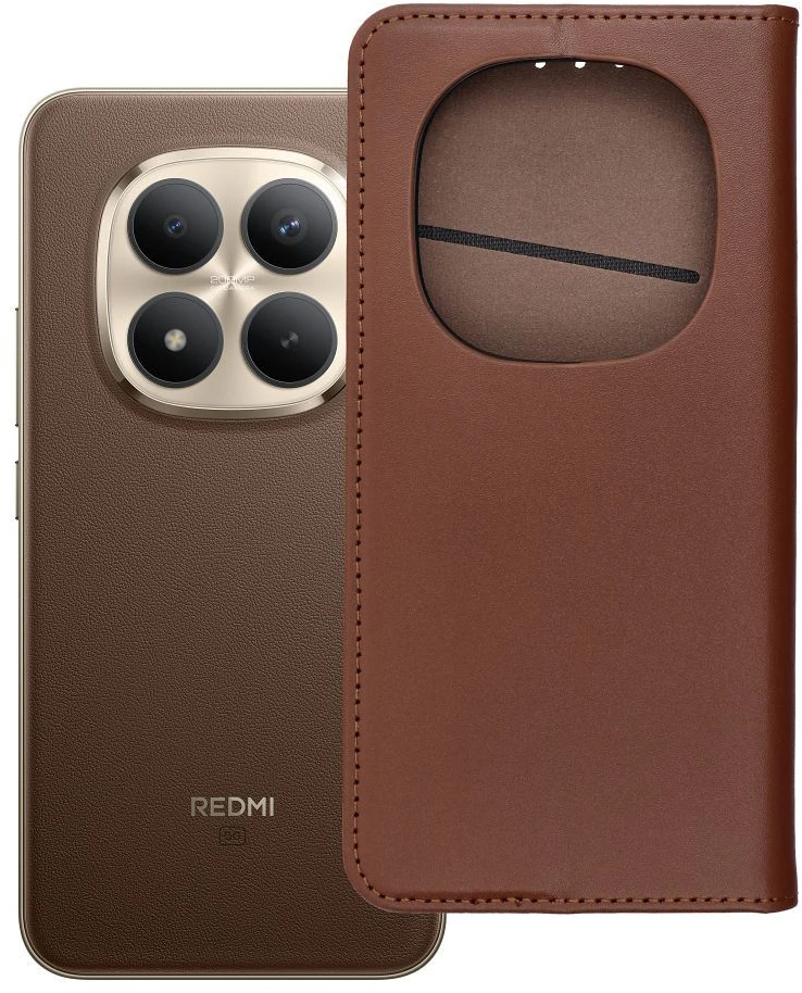 Dėklas Oem „Xiaomi Redmi NOTE 15 PRO PLUS 5G Smart Pro Book“ odinis atvartas, rūdos spalvos