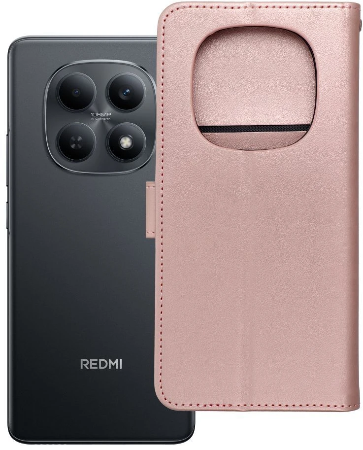 Oem Dėklas su klapką na Xiaomi Redmi NOTE 15 5G Mezzo Book svajonių gaudyklė auksinė-rožinė
