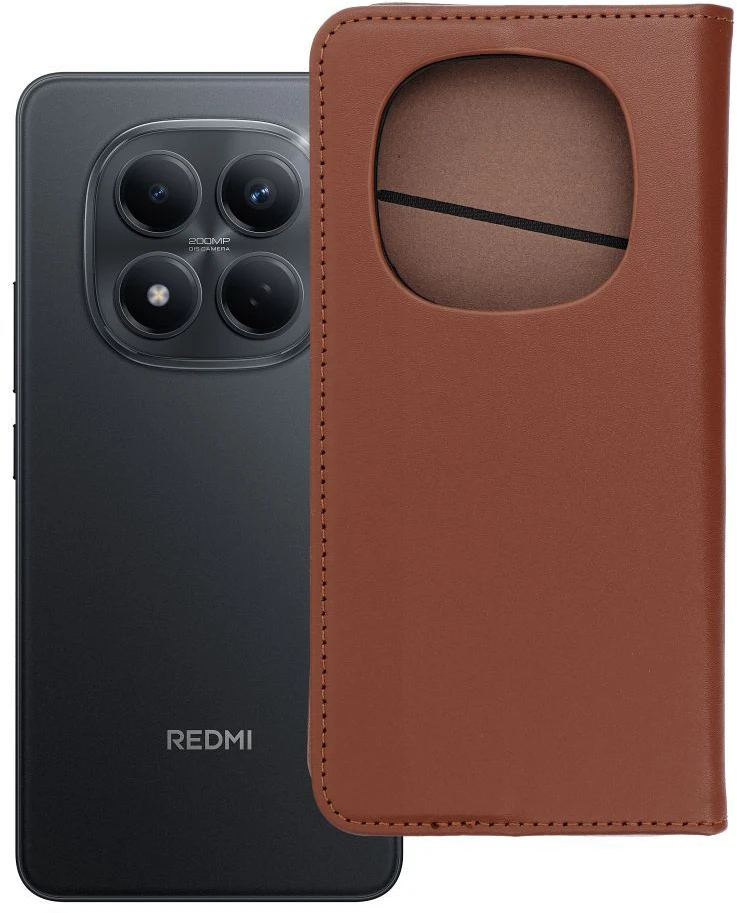 Oem Atverčiamas dėklas Xiaomi Redmi NOTE 15 5G Smart Pro Book odinis, rudos spalvos