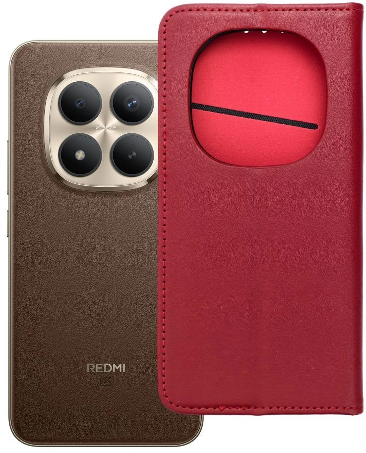 Oem Atverčiamas dėklas Xiaomi Redmi NOTE 15 PRO PLUS 5G Smart PRO Book, odinis, bordo spalvos.