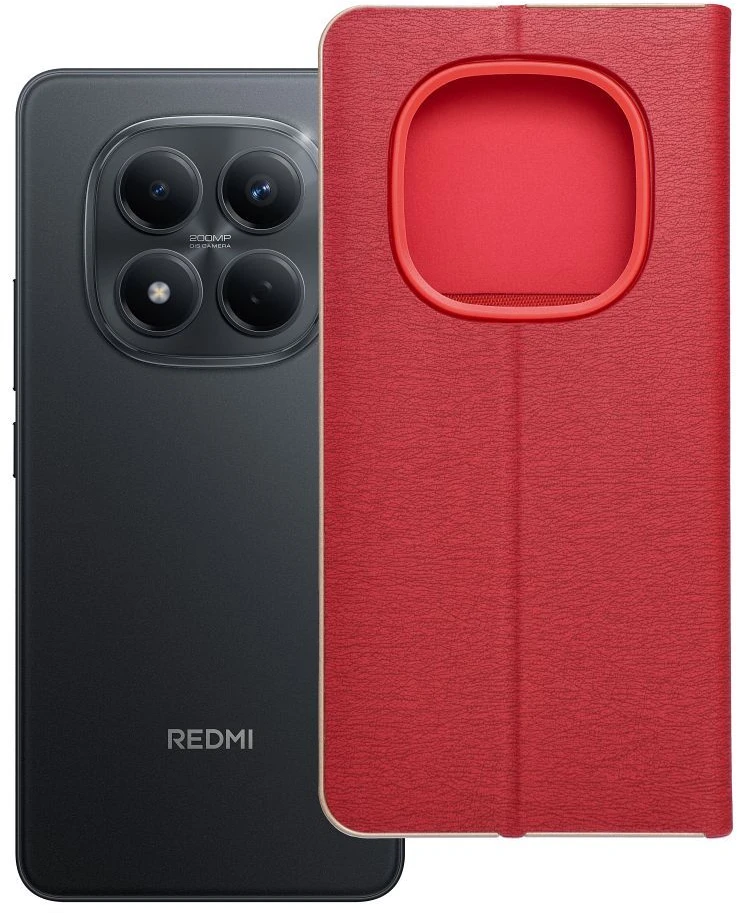 Oem Dėklas su klapką na Xiaomi Redmi NOTE 15 PRO 5G Luna Book Gold raudona