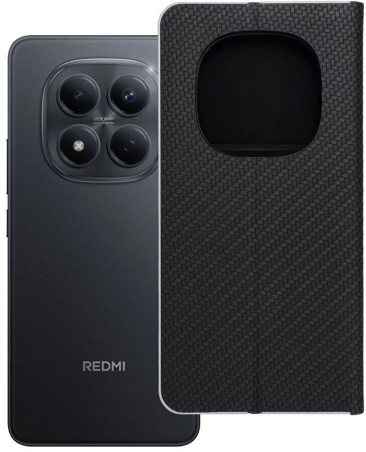 Oem Dėklas su klapką na Xiaomi Redmi NOTE 15 PRO 5G Luna Book Carbon juoda