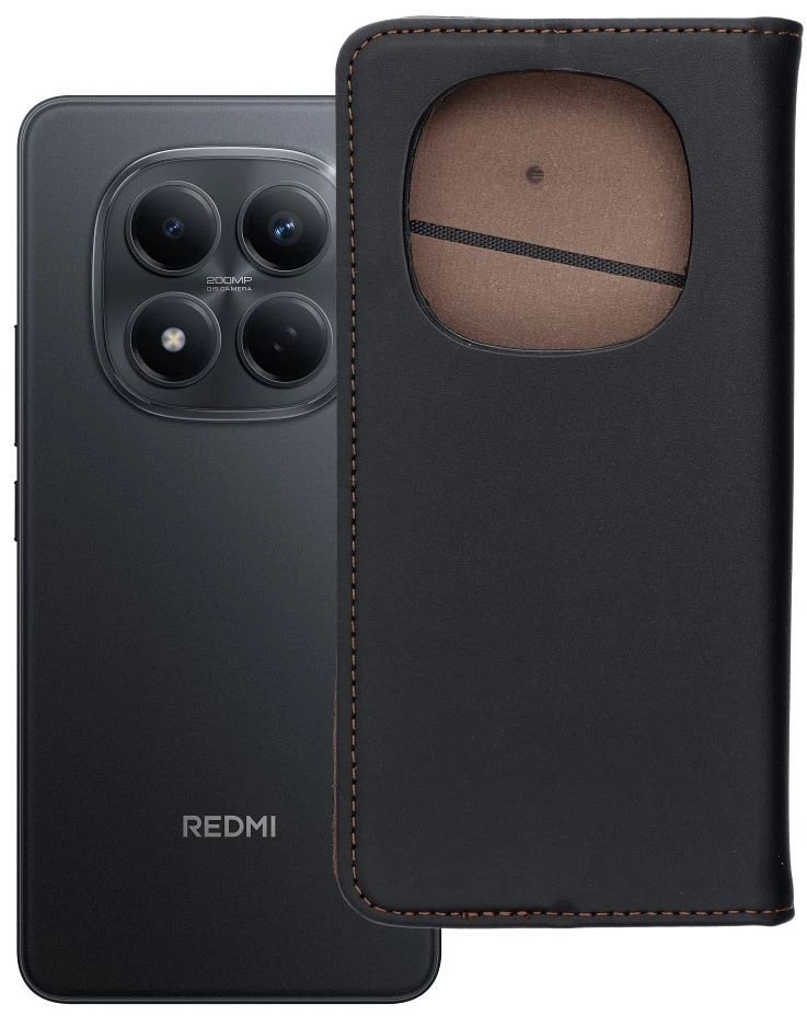 Oem Atverčiamas dėklas, skirtas Xiaomi Redmi NOTE 15 5G Smart Pro Book, odinis, juodos spalvos