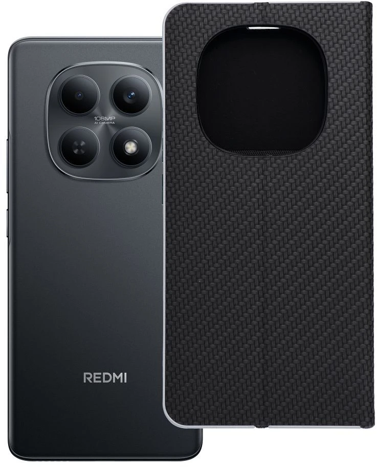 Oem Dėklas su klapką na Xiaomi Redmi NOTE 15 5G Luna Book Carbon juoda