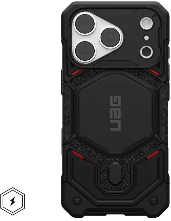 Dėklas Myfirst UAG Urban Armor Gear case Monach Pro compatible with MagSafe for IPHONE 18 Pro/17 Pro kevlar juodas