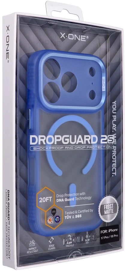 Dėklas X-ONE Dropguard 2S, suderinamas su MagSafe, skirtas iPhone 18 Pro / 17 Pro, šviesiai mėlynas