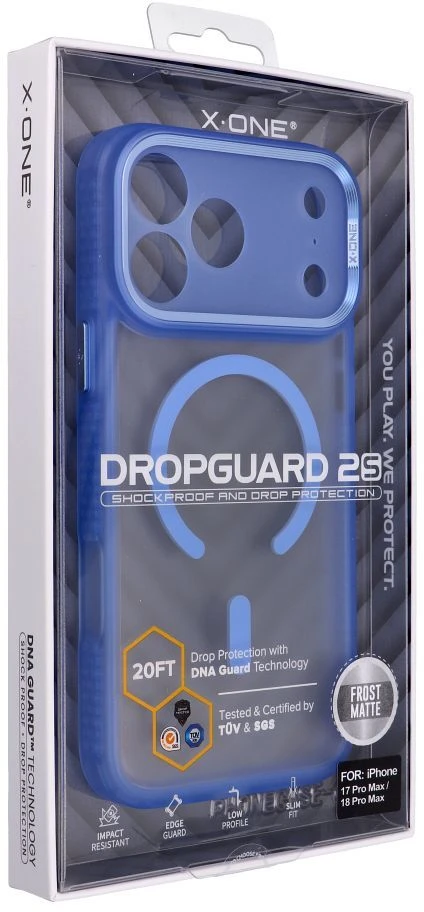 Dėklas X-ONE Dropguard 2S suderinamas su MagSafe, skirtas iPhone 18 Pro Max / 17 Pro Max, šviesiai mėlynas