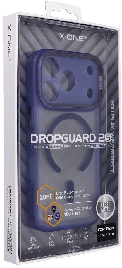 Dėklas X-ONE Dropguard 2S, suderinamas su MagSafe, skirtas iPhone 18 Pro / 17 Pro, tamsiai mėlynas
