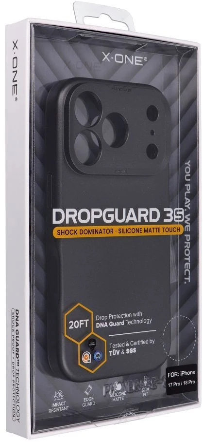 Dėklas X-ONE Dropguard 3S Shock Dominator, suderinamas su MagSafe, skirtas iPhone 18 Pro / 17 Pro, juodas