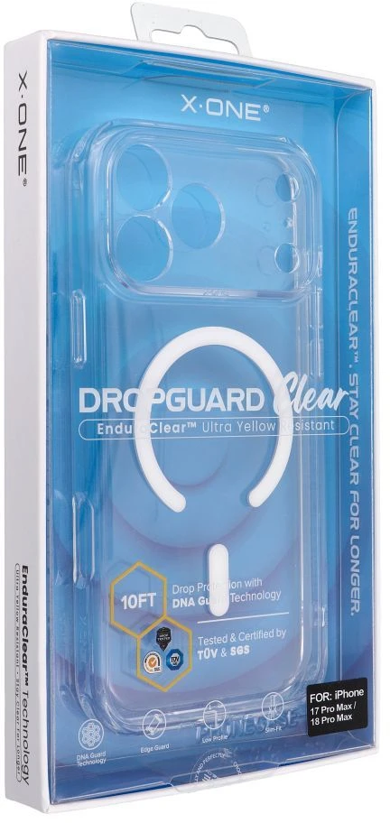 Dėklas X-ONE Dropguard Clear, suderinamas su MagSafe, skirtas iPhone 18 Pro Max / 17 Pro Max, permatomas