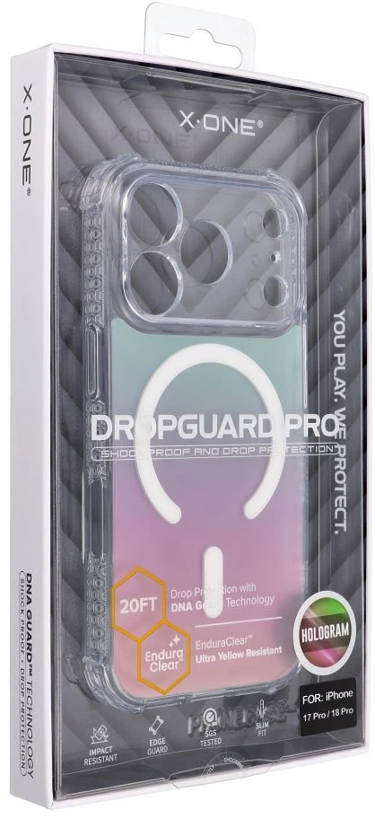 Dėklas X-ONE Dropguard Pro, suderinamas su MagSafe, skirtas iPhone 18 Pro / 17 Pro, holograma