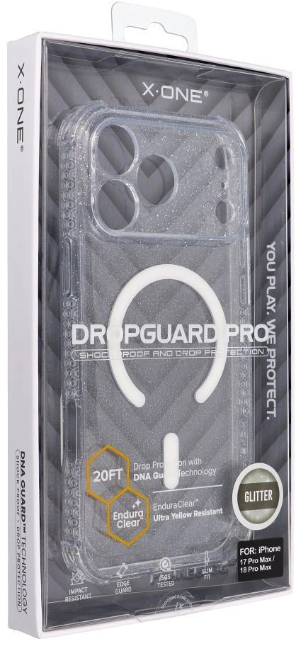 Dėklas X-ONE Dropguard Pro, suderinamas su MagSafe, skirtas iPhone 18 Pro Max / 17 Pro Max, blizgus baltas