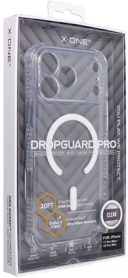 Dėklas X-ONE Dropguard Pro, suderinamas su MagSafe, skirtas iPhone 18 Pro Max / 17 Pro Max, permatomas