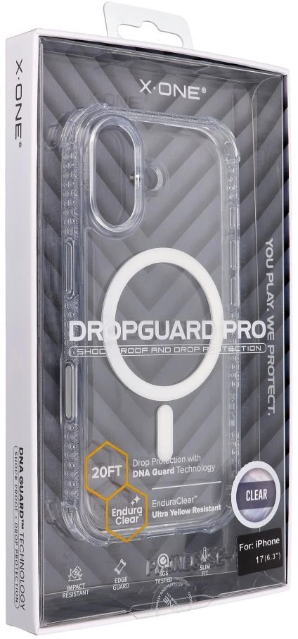 Dėklas X-ONE Dropguard Pro compatible with MagSafe for iPhone 17 transparent
