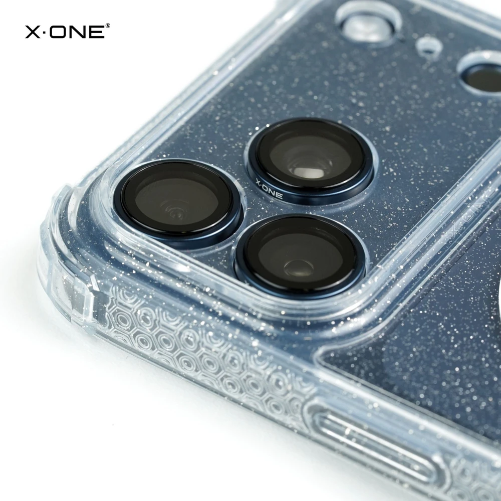 X-ONE Dropguard Pro compatible with MagSafe for iPhone 18 Pro / 17 Pro glitter baltas