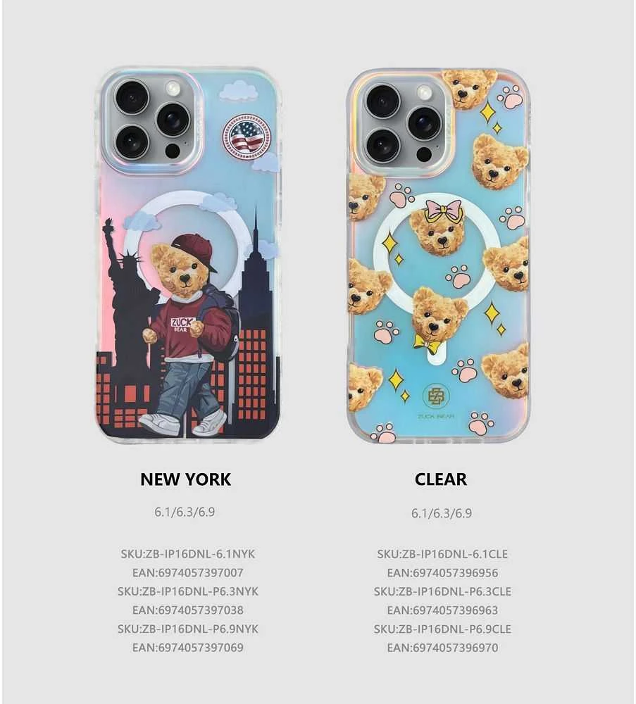 New York ZUCK BEAR dėklas DARNELL FROSTED LASER suderinamas su MagSafe, skirtas IPHONE 16 Pro Max, Niujorkas