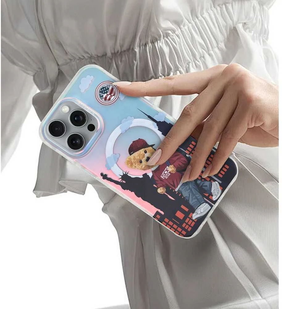 New York ZUCK BEAR dėklas DARNELL FROSTED LASER suderinamas su MagSafe, skirtas IPHONE 16 Pro, Niujorkas