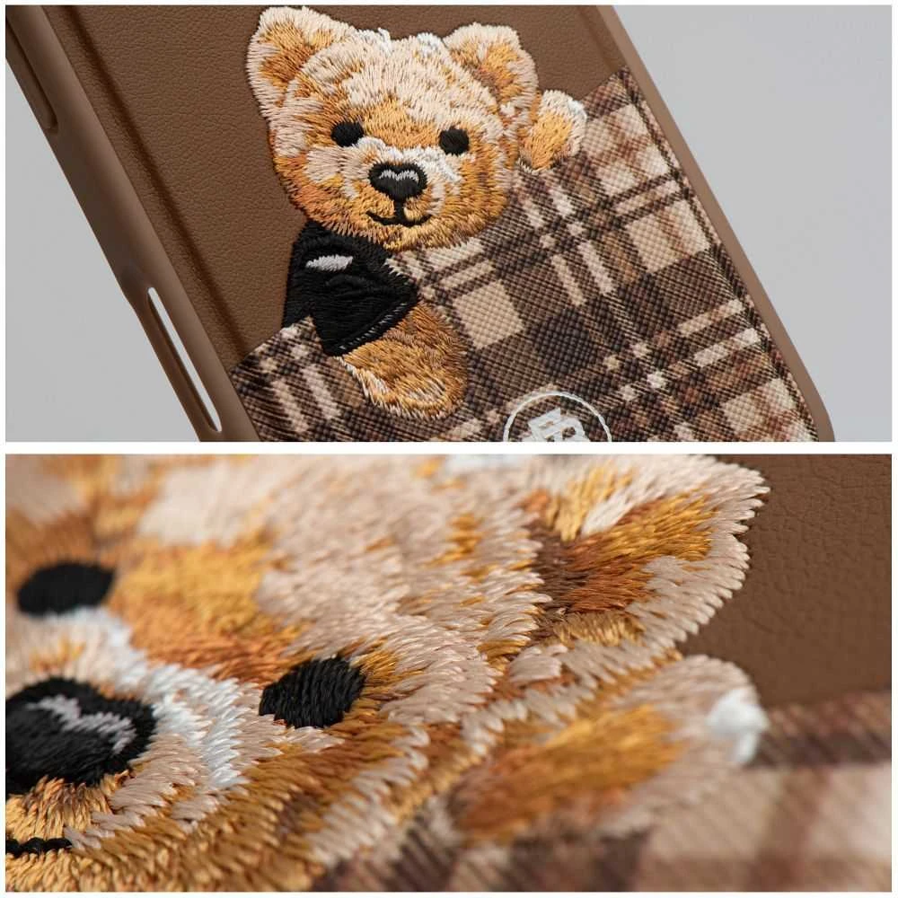 ZUCK BEAR dėklas DARREN suderinamas su MagSafe 16 Pro Max šampaniniu auksiniu