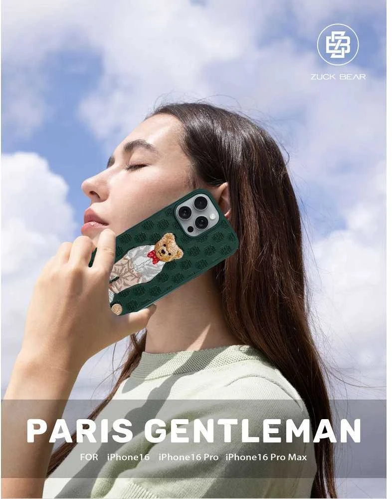 4Tel ZUCK BEAR dėklas PARIS GENTLEMAN, skirtas IPHONE 16 Pro peteliškei