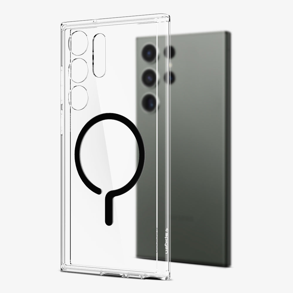 Spigen Ultra Hybrid Metal Ring (MagFit) dėklas skirtas Samsung Galaxy S23 FE, spalva - Juoda aprašymas - Prekės nuotrauka